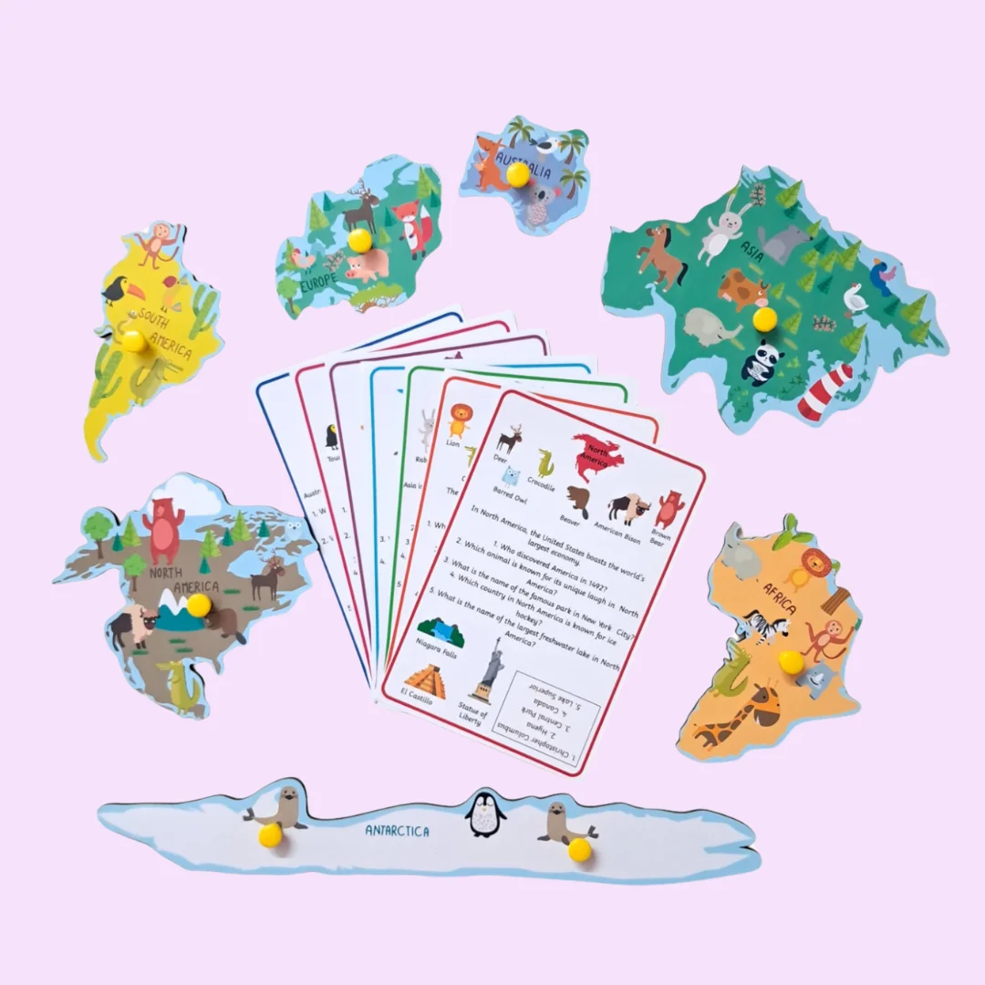 World Map Continents Peg Puzzle - Image 3