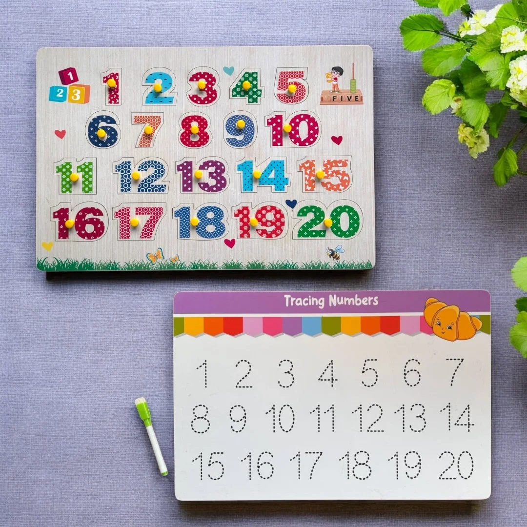 2 in 1 Numbers Peg with Wipe-Clean Writing Practice Board