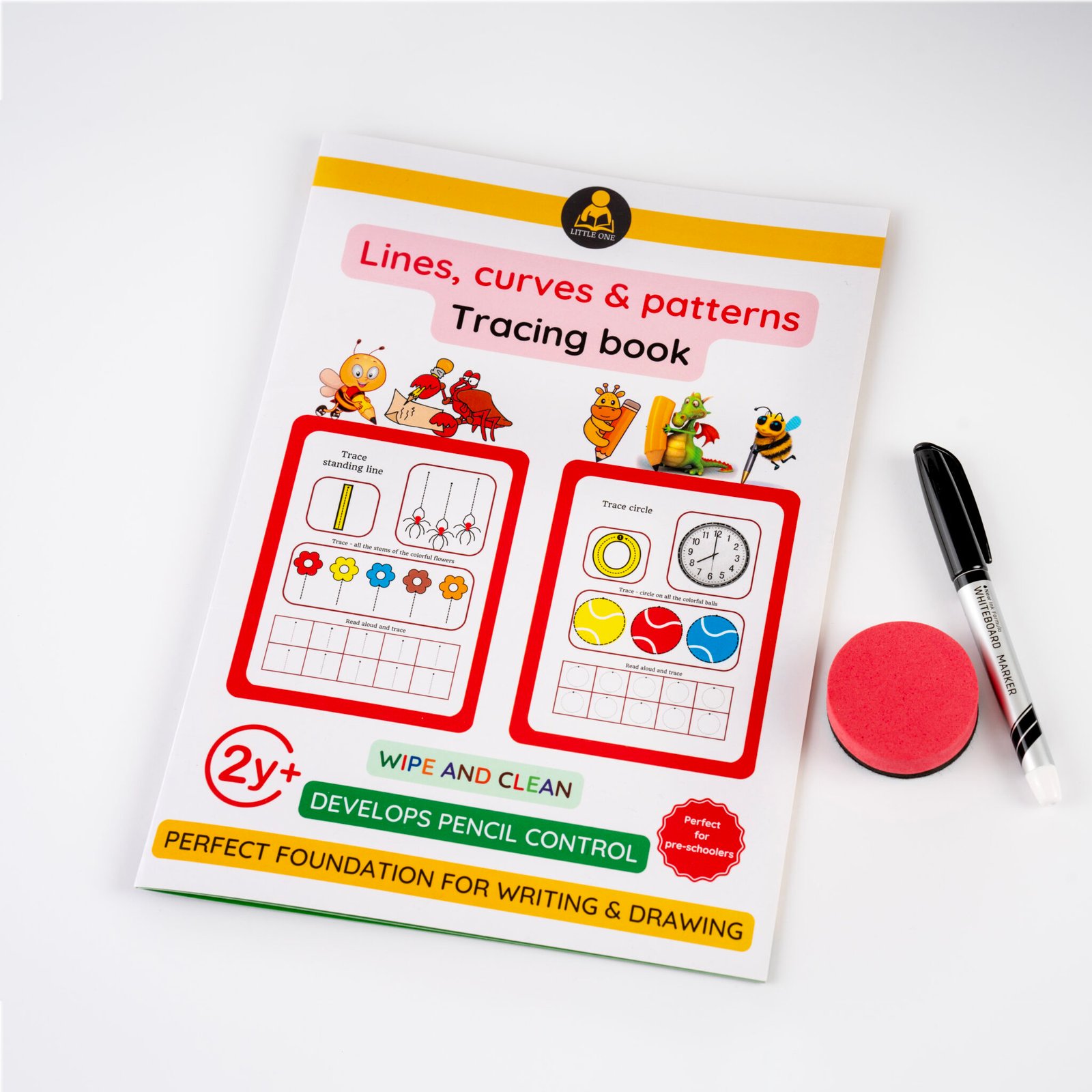 Lines, Curves And Patterns Wipe And Clean Tracing Book - handsonkit.com